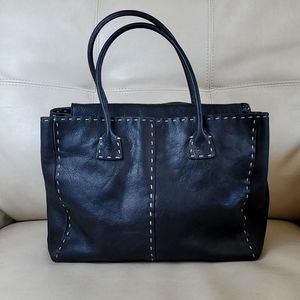 Adrienne Vittadini Black Leather Tote Bag